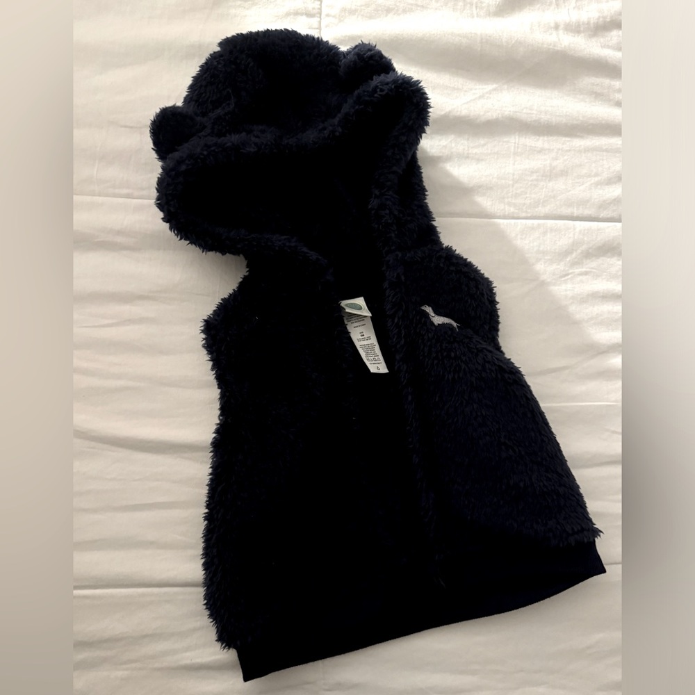 Cozy navy vest with adorable ears